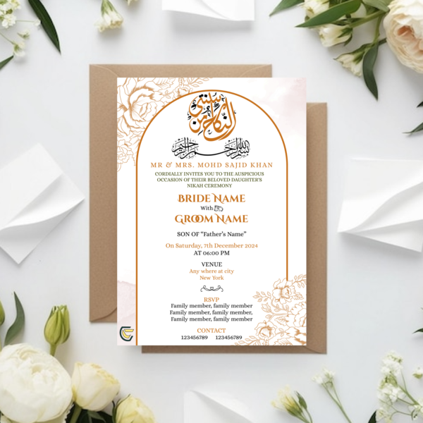 Custom Craftz's Eternal-Blossom-Nikah-Invitation-Card